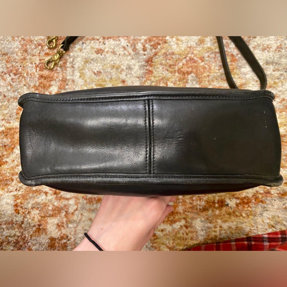 Coach Black Leather Crossbody Satchel with Gold Hardware - Picture 9 of 14